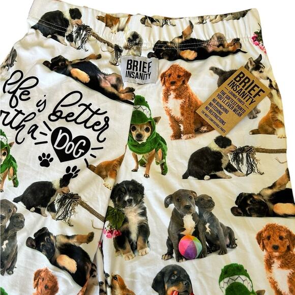 BRIEF INSANITY LIFE IS BETTER WITH A DOG LOUNGE PANTS SMALL Comfortable pants - Picture 4 of 7